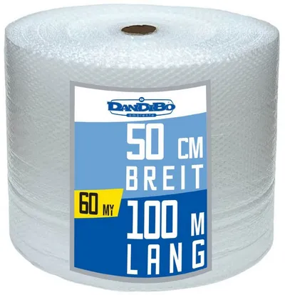 DanDiBo Schutzfolie Luftpolsterfolie 50 cm x 100 m 60 my Stark Polsterfolie Umzugsfolie