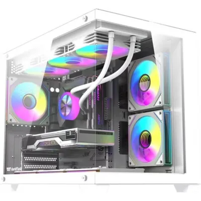 PC-Gehäuse Darkflash B275 PRO Weiß mit 6 Lüftern und Glaspanel