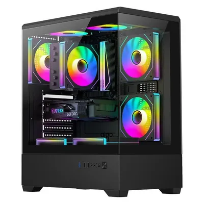 PC-Gehäuse Darkflash C365 ATX E-ATX ITX 270° Gehärtetes Glas Schwarz 5 Lüfter