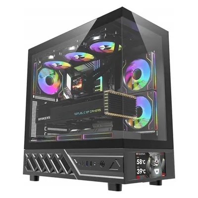 PC-Gehäuse Darkflash DS950V Midi Tower mit Display 6" und 6 Lüftern