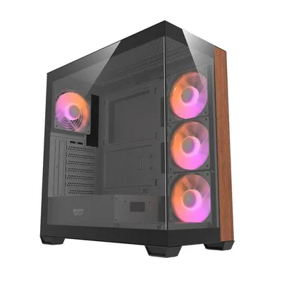 PC-Gehäuse darkFlash Ds900 Black Panoramafenster Doppelglas Holzfront
