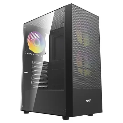 Gehäuse Darkflash DF-A290CL6-BK Schwarz Glasfenster ARGB Mesh 3x 120 mm Lüfter