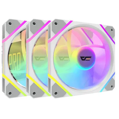 Zusatzlüfter darkFlash DM12 White PRO 120mm 1800RPM ARGB PWM 3er-Set mit Hub