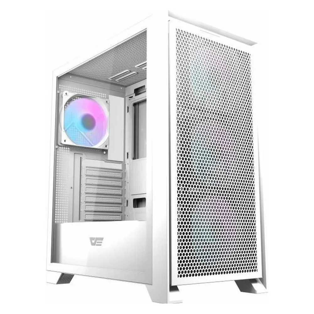 PC-Gehäuse Darkflash DRX70 Weiß 4x ARGB-Lüfter gehärtetes Glas Mesh-Front