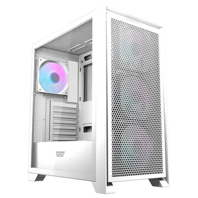 PC-Gehäuse Darkflash DRX70 Weiß 4x ARGB-Lüfter gehärtetes Glas Mesh-Front