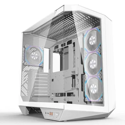 PC Gehäuse Darkflash DY470 Weiß Mittelgroß Aquarium 4x ARGB-Lüfter Glas