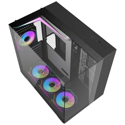 PC-Gehäuse Darkflash DF-TH285A12X-BK Mid-Tower Schwarz Glas RGB
