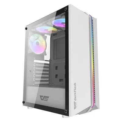 PC-Gehäuse darkFlash DK151 Midi Tower Weiß ATX Gehäusefenster Gehärtet Glas RGB