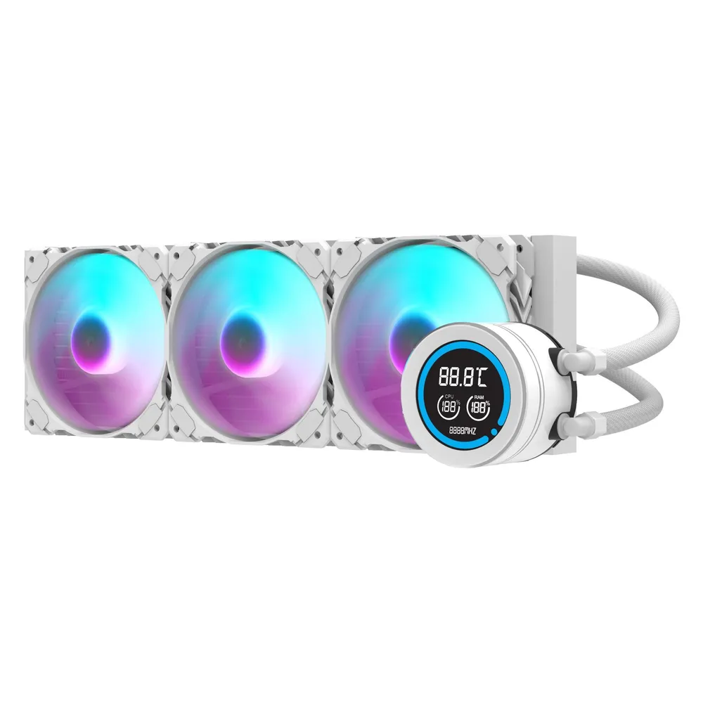 Refrigeración Líquida darkFlash DN360D White 360mm 3 Ventiladores ARGB LCD