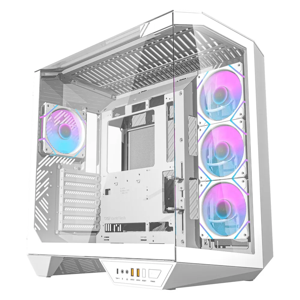 PC-Gehäuse darkFlash DY470 Full Tower Weiß ATX mit 4 Lüftern