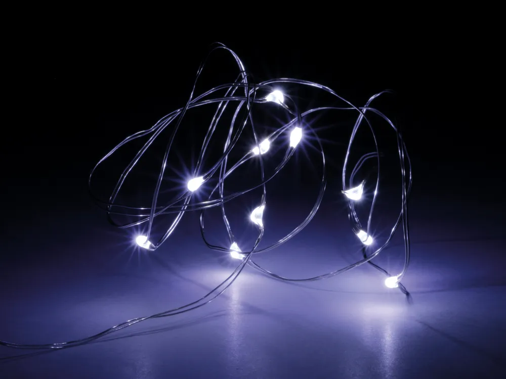 LED-Lichterkette, Silberdraht, 18 LEDs, kaltweiß, Batteriebetrieb, inkl. Batterien