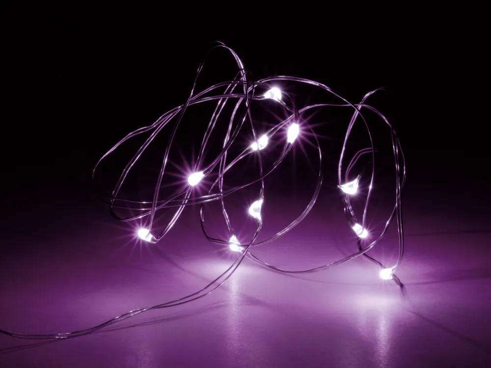 LED-Lichterkette, Silberdraht, 18 LEDs, pink, Batteriebetrieb, inkl. Batterien