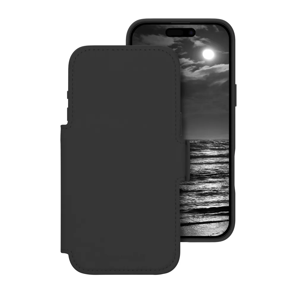 Handyhülle DBRAMANTE1928 Lynge MS ICON Folio Leder Schwarz Magnetverschluss für iPhone 17 Pro Max