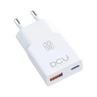Ladegerät DCU Tecnologic 37300910 Super Slim USB-C 20W USB-A QC 3.0 Weiß