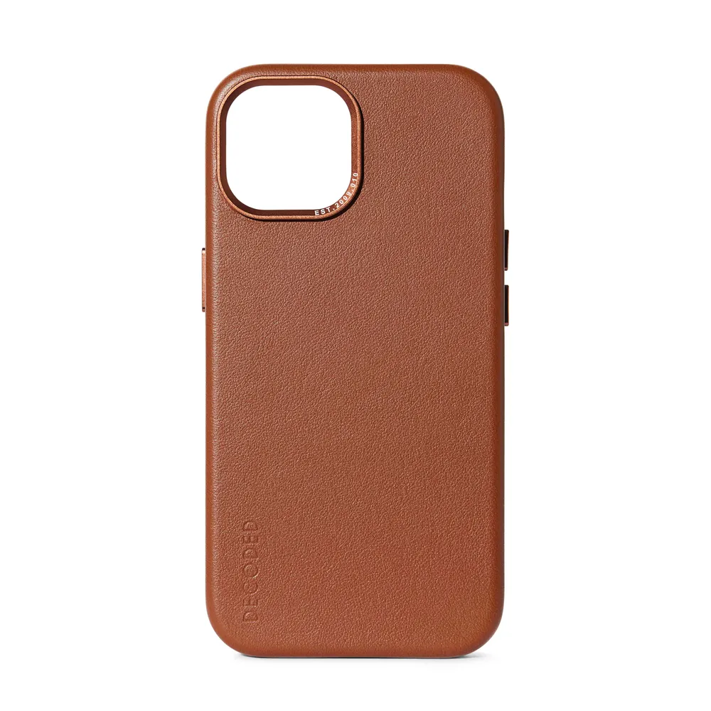 Decoded Leder Case mit MagSafe für iPhone 15 Plus, Braun, Leder
