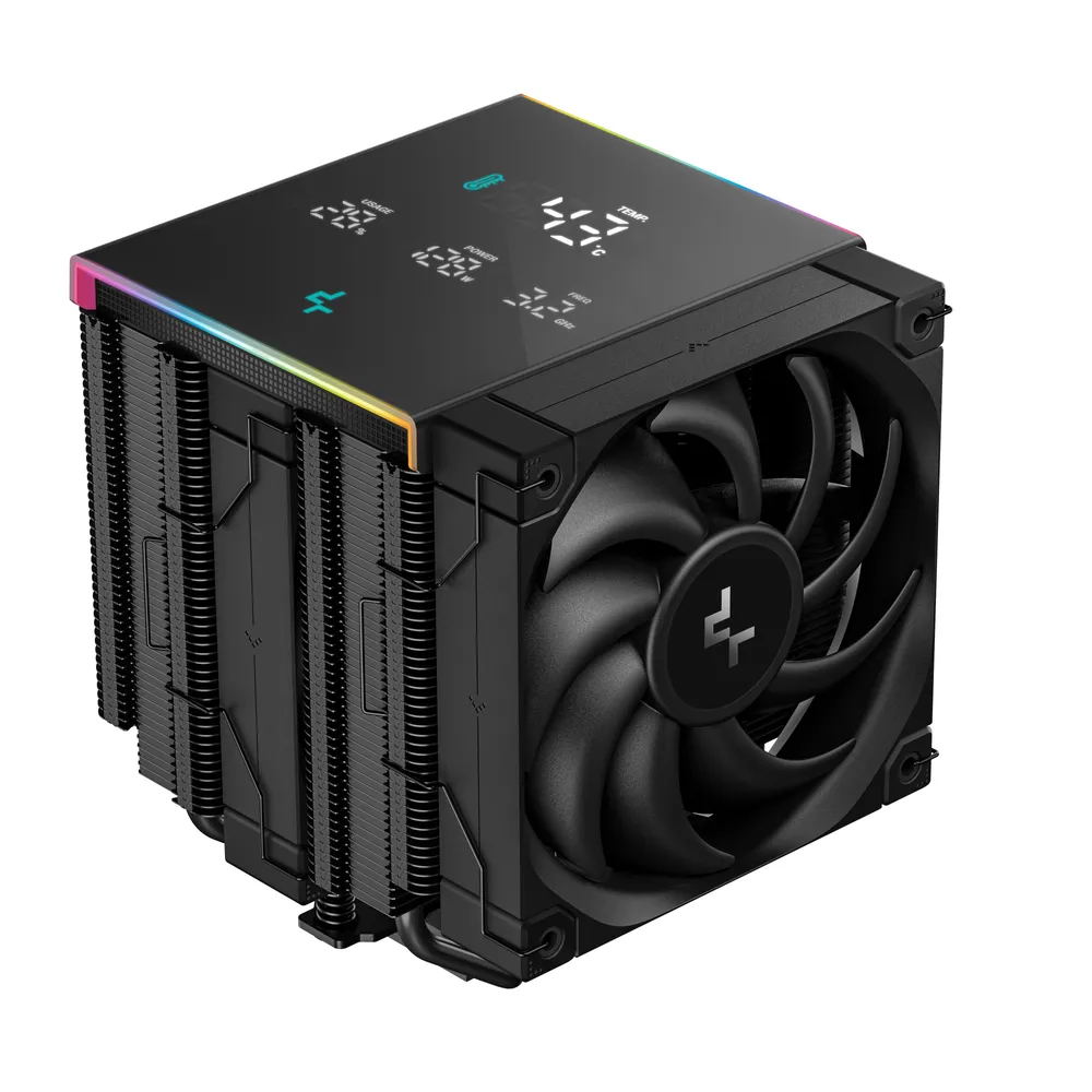 DeepCool AK620 Digital Pro Schwarzer CPU-Kühler mit 6 ARGB-Heatpipes und digitalem Anzeigesensor
