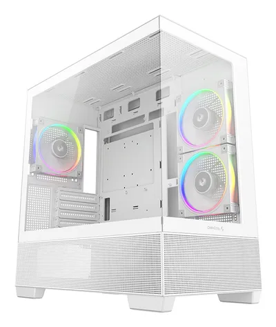 PC-Gehäuse DeepCool CG380 3F WH Panoramic Midi Tower 3x ARGB PWM Weiß