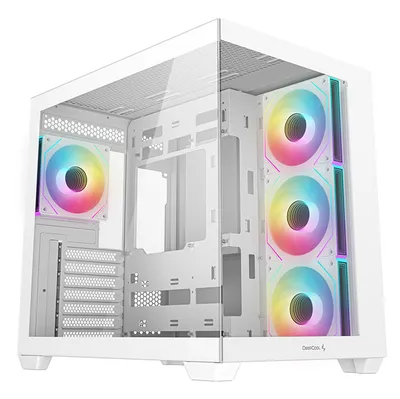 DeepCool CG530 4F WH Weißer Tower mit 3 120-mm-Lüftern und ATX-Gehäuse aus gehärtetem Glas