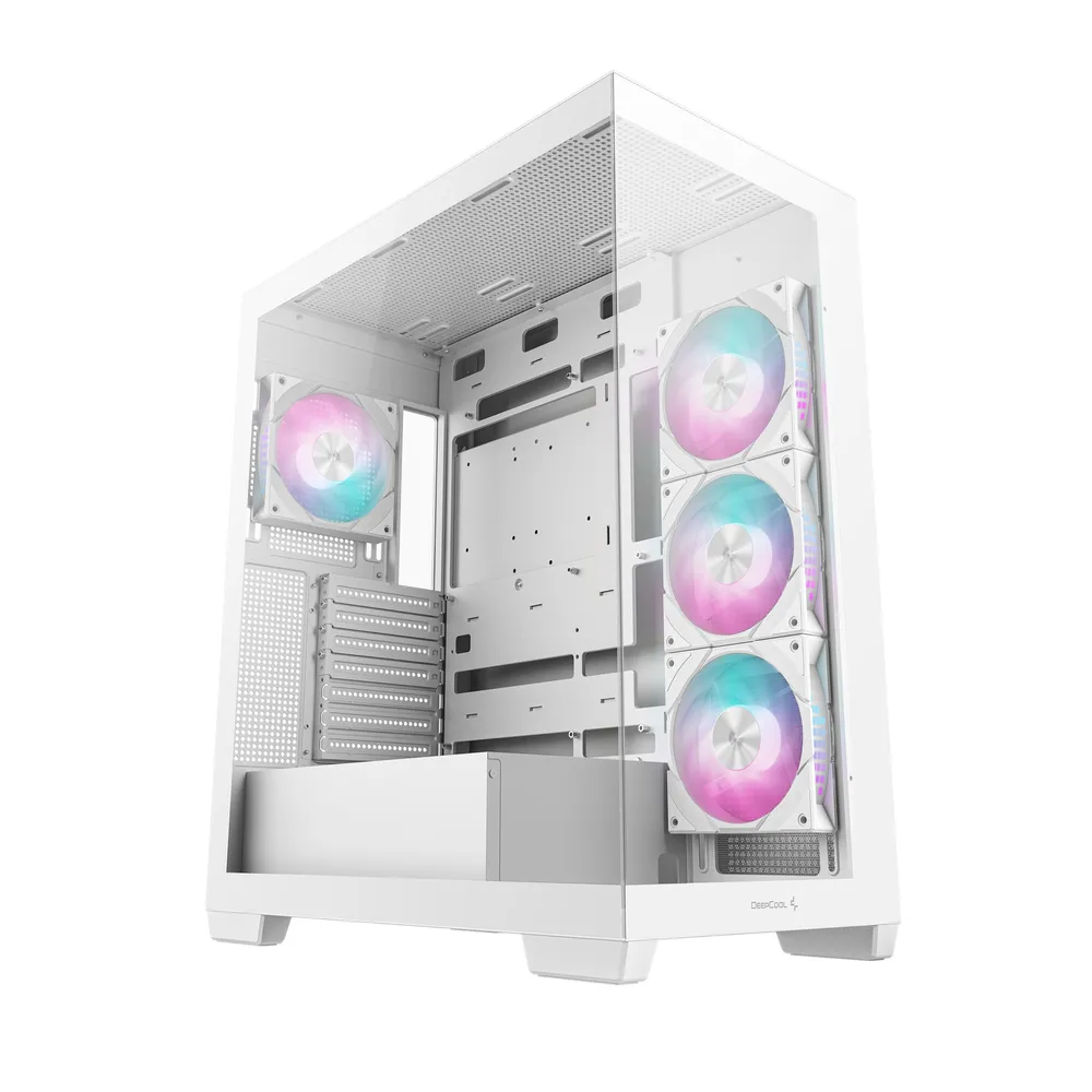 DeepCool CG580 4F ATX RGB Weißes Tower-Gehäuse mit 4 PWM-ARGB-Lüftern und gehärtetem Glas