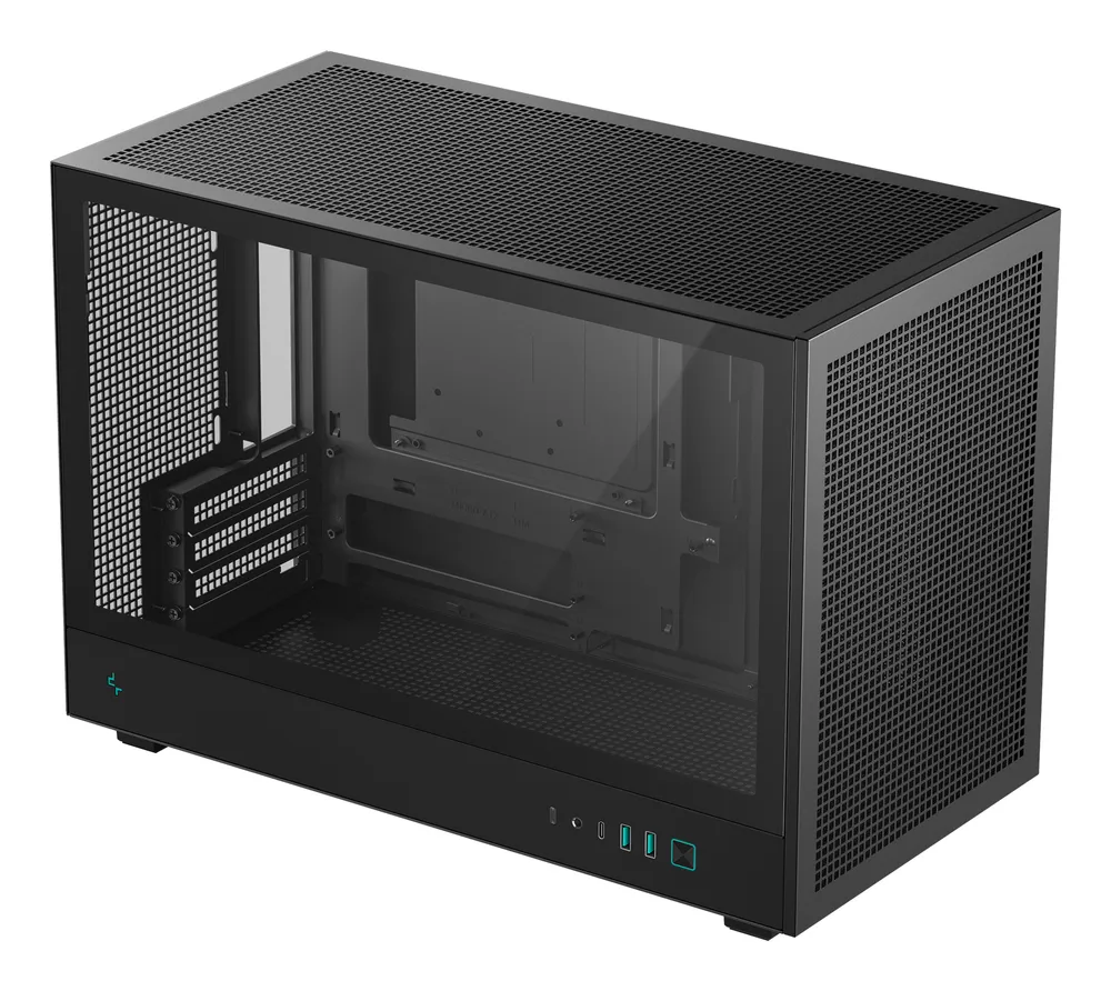 DeepCool CH260 Schwarzes Micro-ATX-PC-Gehäuse, gehärtetes Glas, USB-C, 4 Steckplätze