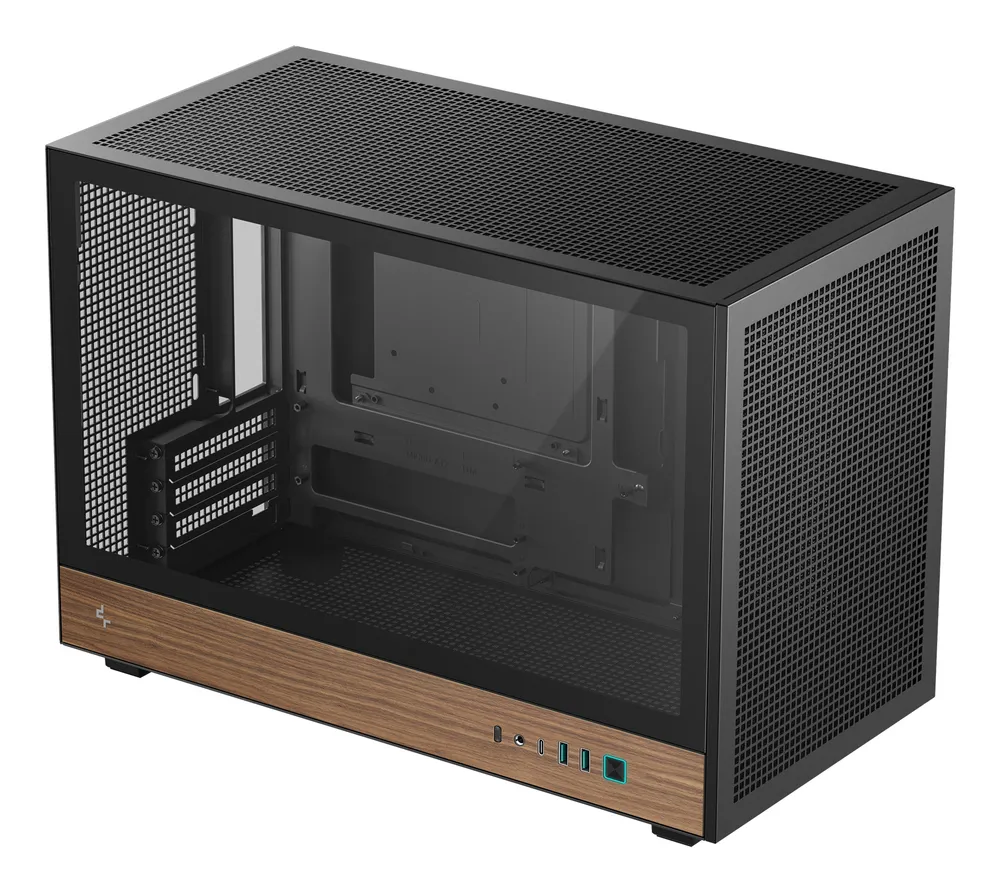 Gehäuse DeepCool CH260 WOOD Micro ATX Schwarz Holz Glas Gaming