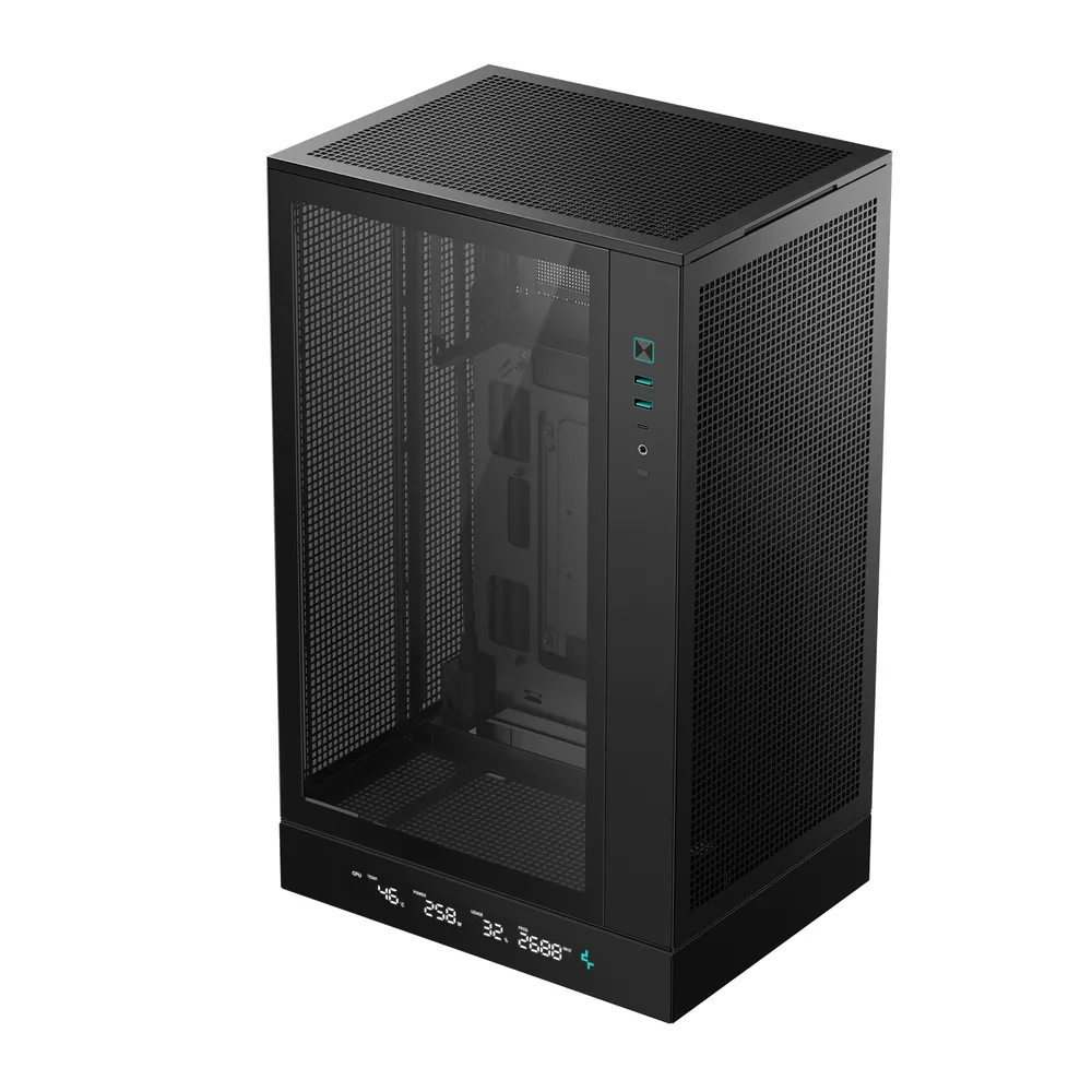 DeepCool CH270 DIGITAL Micro-ATX Hartglas USB-C Schwarzes Mesh-Gehäuse