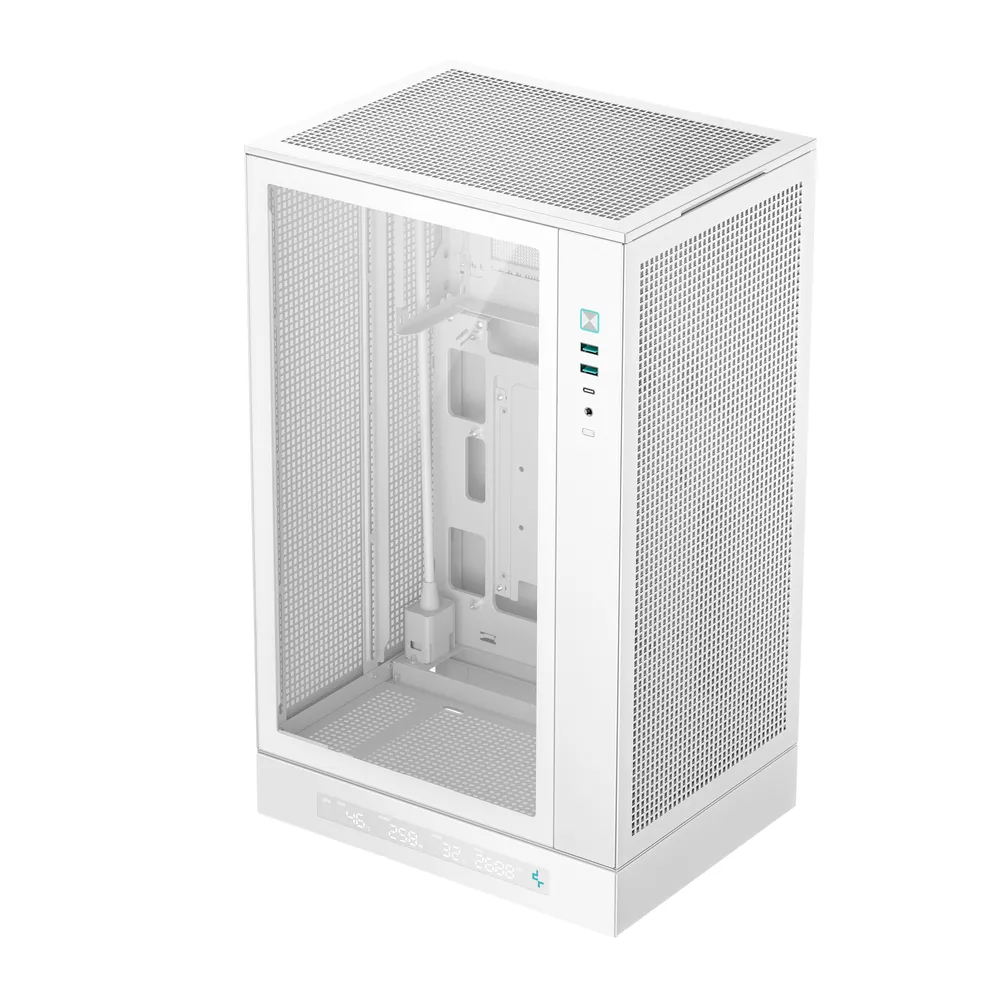 DeepCool CH270 Digital Mini Tower Micro-ATX PC-Gehäuse aus gehärtetem Glas, Weiß