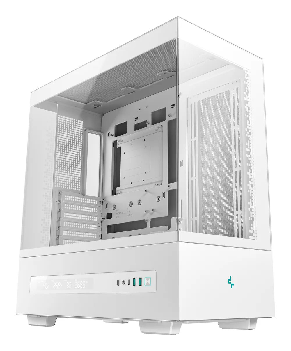 DeepCool CH690 Weißer ATX-Tower mit Seitenfenster, LCD-Display, USB-C-Erweiterung, 8 Steckplätzen