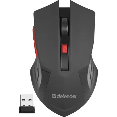 Maus Defender ACCURA MM-275 Wireless RF 1600 DPI Schwarz Rot 6 Tasten Ergonomisch