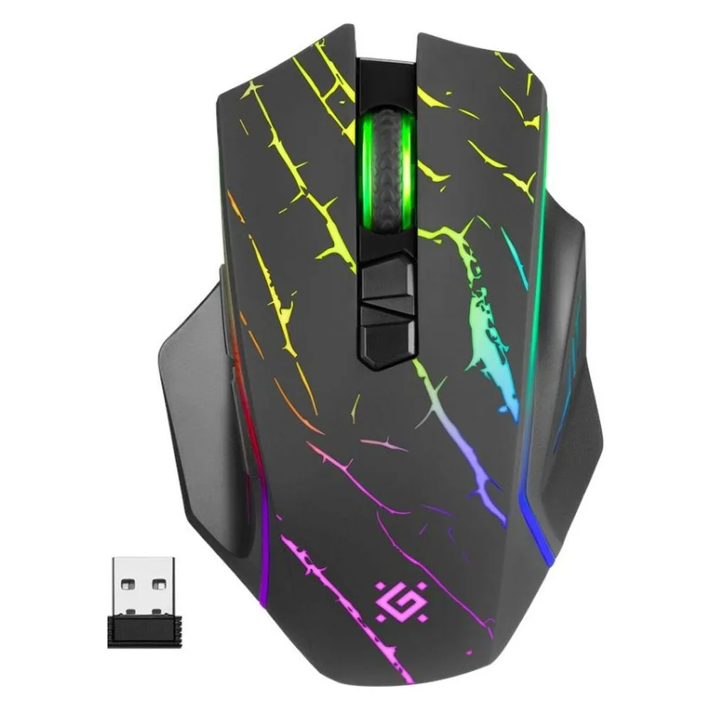 Maus Defender URAN GM-503 RF Wireless 3200 DPI Schwarz RGB 8 Tasten