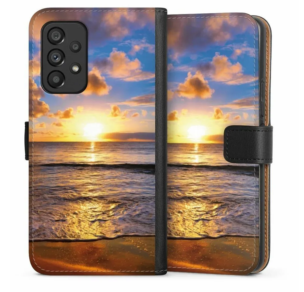 DeinDesign Handyhülle Meer Sonnenuntergang Strand Strand, Samsung Galaxy A53 5G Hülle Flip Case Klapphülle Handytasche Leder