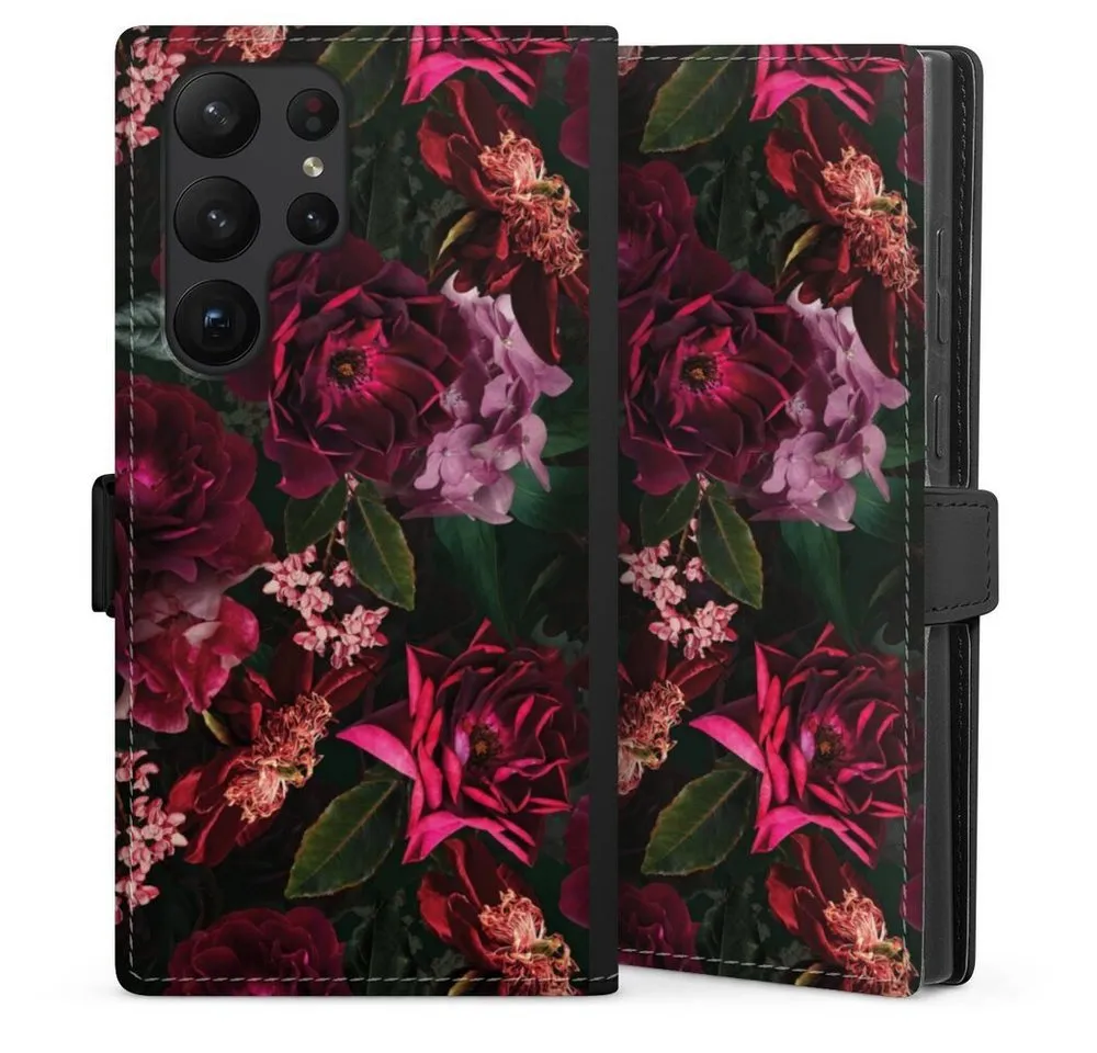 DeinDesign Handyhülle Rose Blumen Blüte Dark Red and Pink Flowers, Samsung Galaxy S23 Ultra Hülle Handy Flip Case Wallet Cover