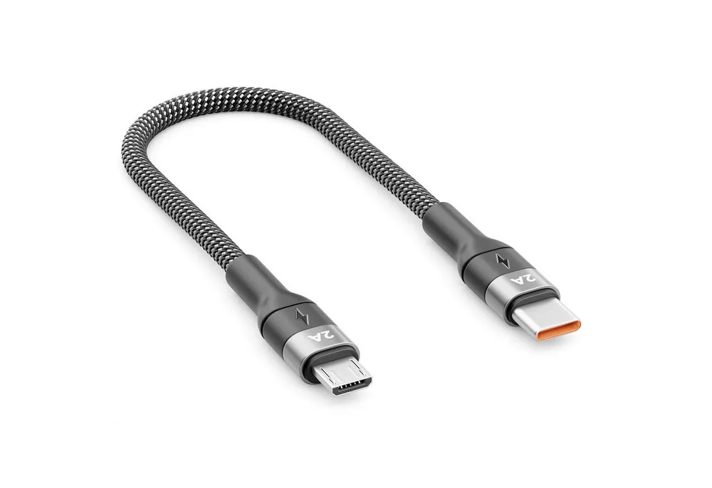 deleyCON 0,15m USB 2.0 Micro USB Kabel Ladekabel Datenkabel USB-C auf Micro USB-Kabel