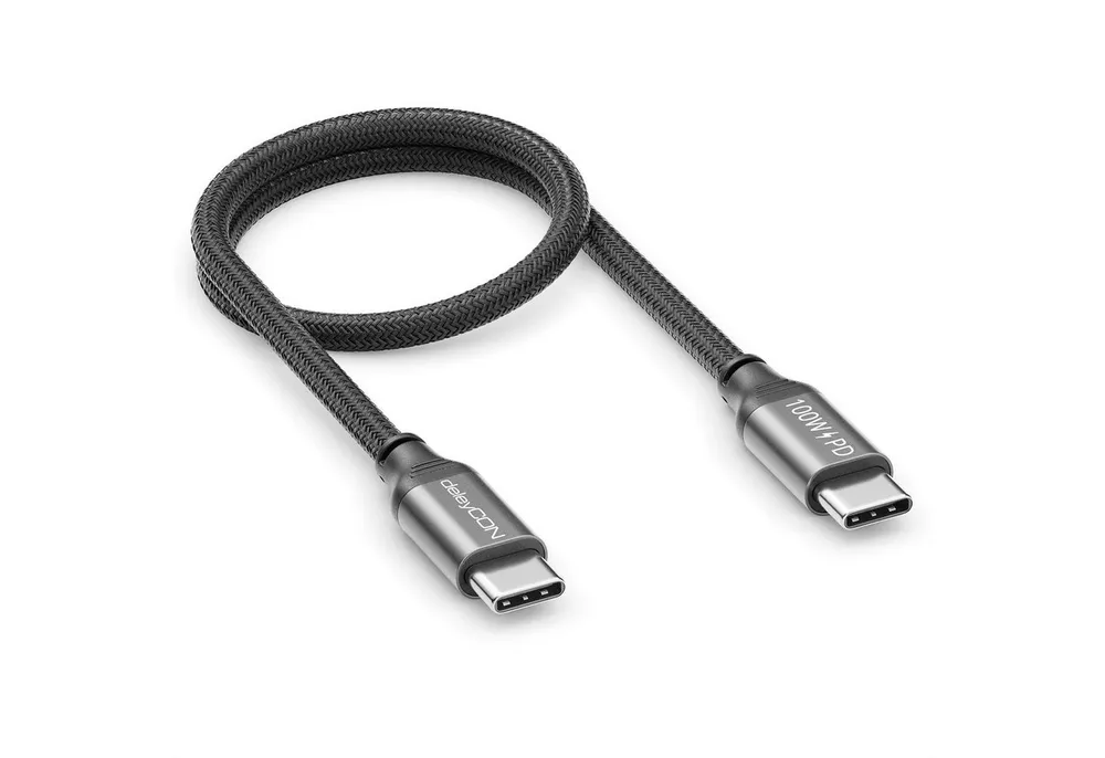deleyCON 0,30m USB C Kabel Ladekabel PD3.0 100W Schnellladekabel USB-C auf USB-Kabel