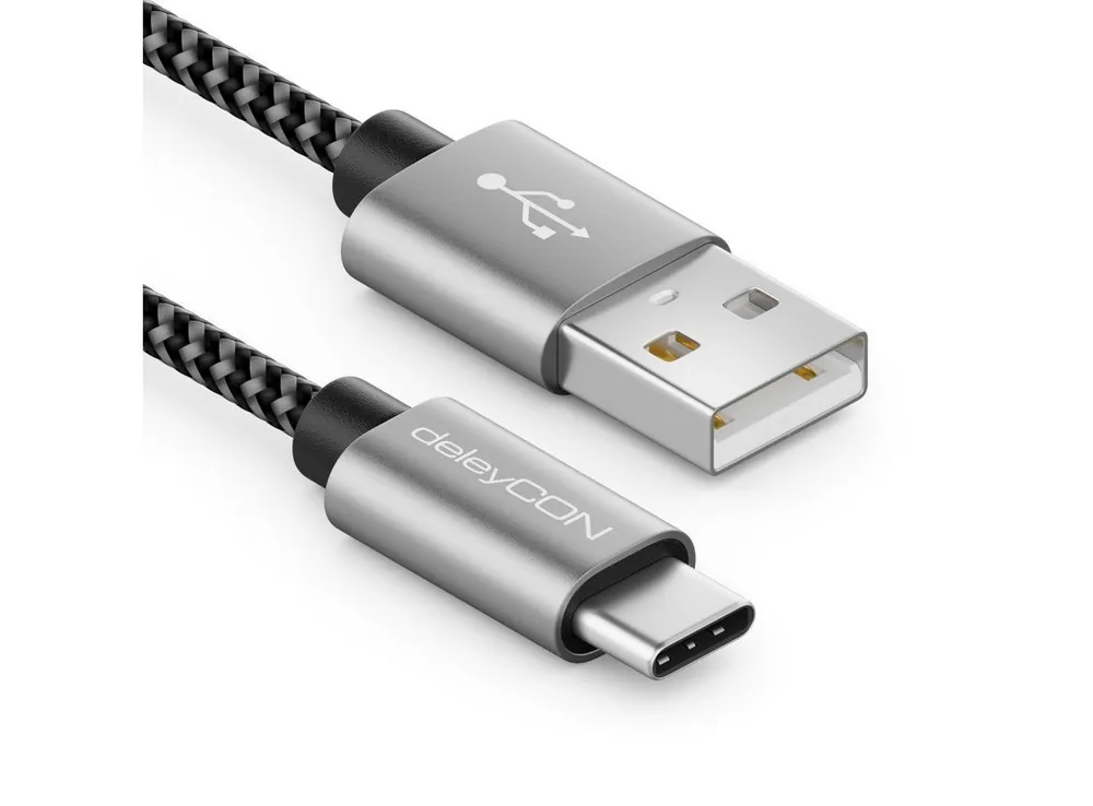 deleyCON 0,5m USB-C Kabel Nylon Ladekabel Datenkabel USB Typ C Handy USB-Kabel