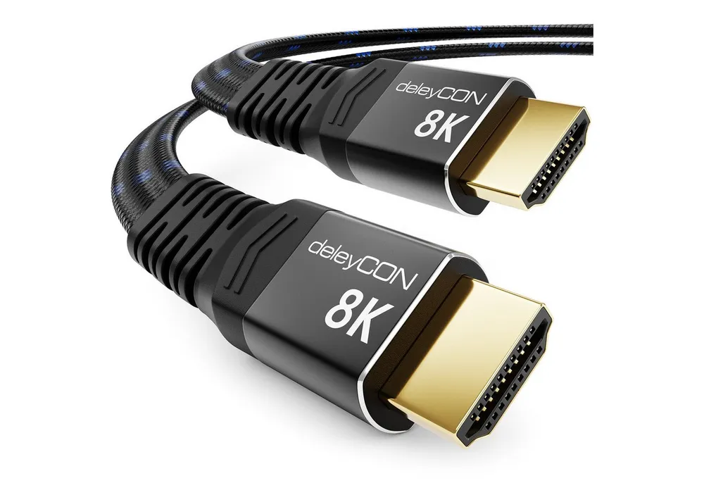 deleyCON 2m 8K UHD HDMI 2.1 Flachkabel HDR ARC Dolby 48Gbit/s 8K@60Hz 4K@144Hz HDMI-Kabel