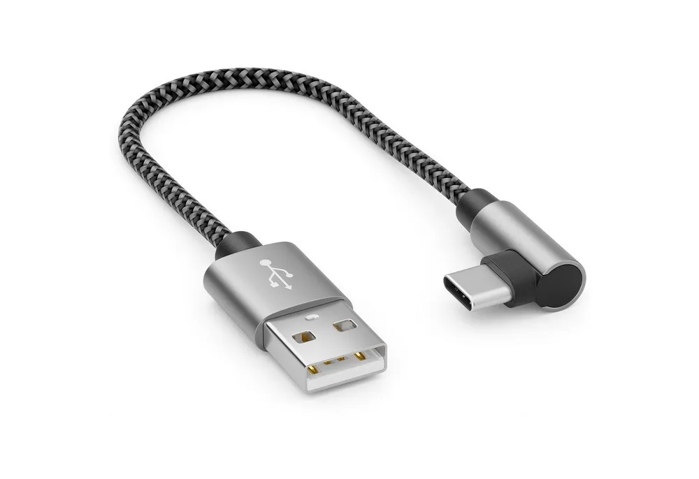 deleyCON deleyCON 0,15m USB A zu USB C Kabel USB-C Stecker 90° Gewinkelt Kurze USB-Kabel