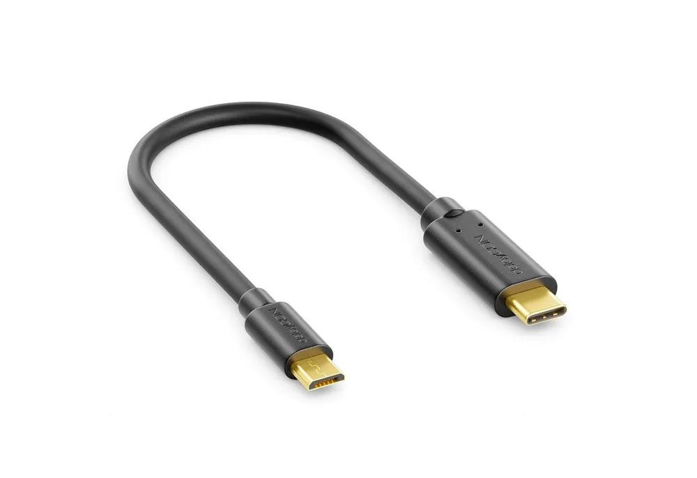 deleyCON deleyCON 0,15m USB C Kabel Datenkabel Ladekabel USB 2.0 micro USB zu USB-Adapter