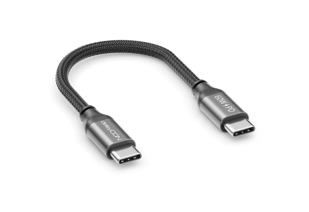 deleyCON deleyCON 0,15m USB C Kabel PD3.0 60W Schnellladekabel) USB-C zu USB-C USB-Kabel