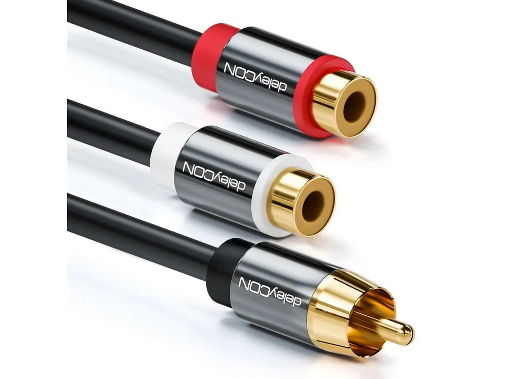 deleyCON deleyCON 0,2m Cinch Y-Adapter Kabel für Subwoofer 1xStecker zu Audio- & Video-Kabel