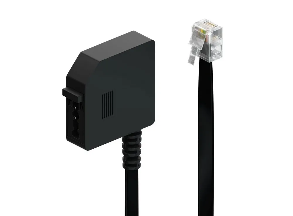 deleyCON deleyCON 0,2m Telefon Adapter RJ11 Stecker 6P4C auf TAE-F Buchse Netzwerk-Adapter