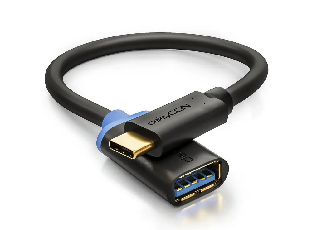 deleyCON deleyCON 0,2m USB C OTG Adapter Kabel USB 3.0 USB-C zu USB-A Buchse Smartphone-Adapter
