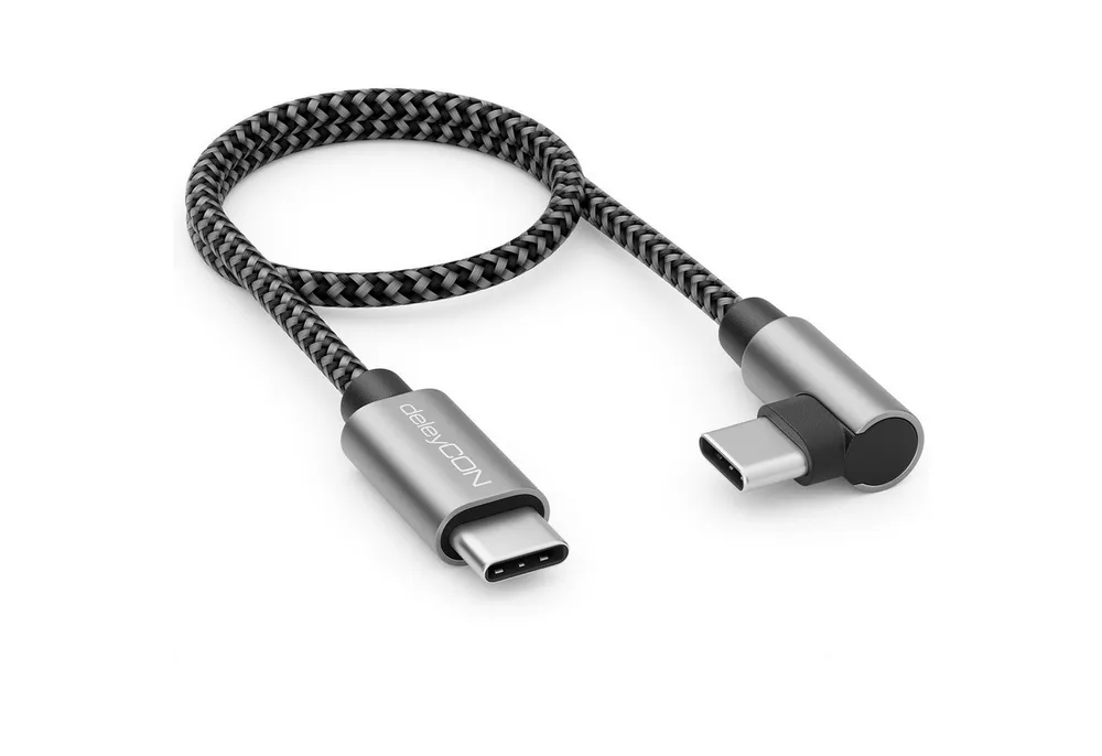 deleyCON deleyCON 0,30m USB C Kabel 1x 90° Gewinkelt PD3.0 (60W USB-Kabel