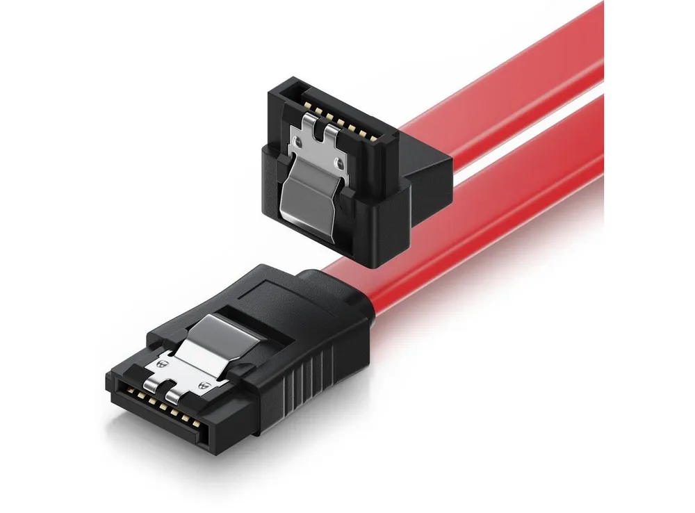 deleyCON deleyCON 0,5m SATA 3 Datenkabel mit Clip - 1x Winkel 90° Grad - S-ATA Computer-Kabel