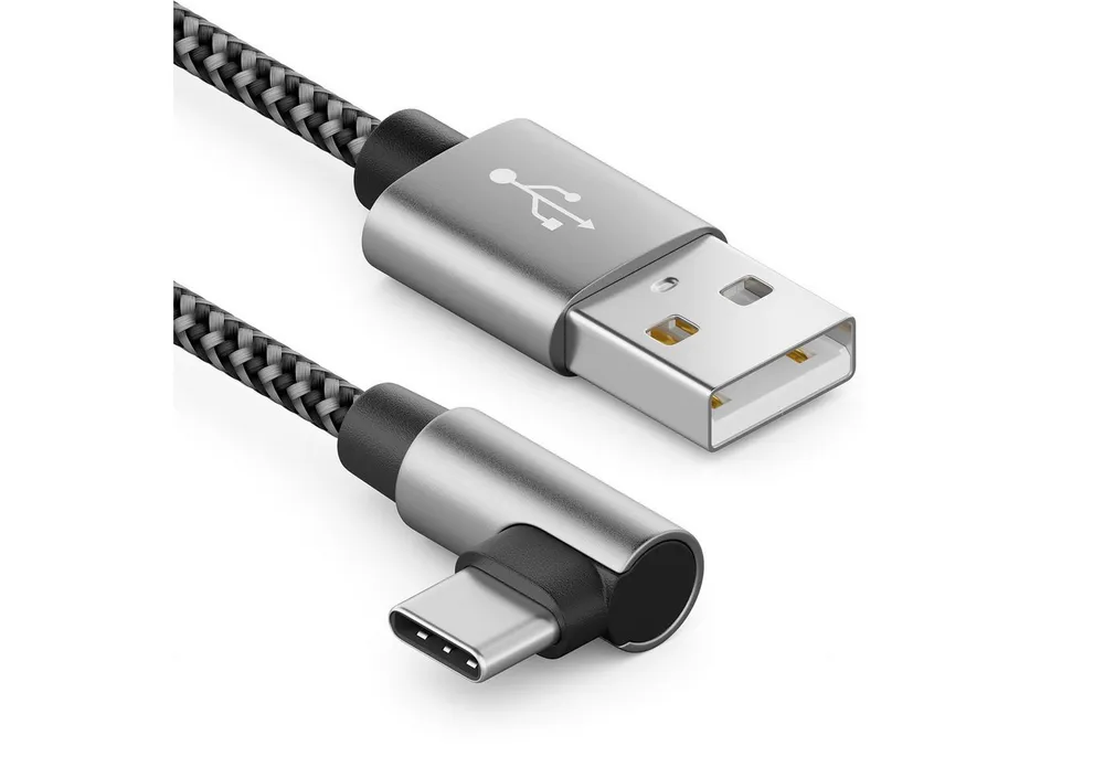 deleyCON deleyCON 0,5m USB A zu USB C Kabel USB-C Stecker 90° Gewinkelt Kurze USB-Kabel