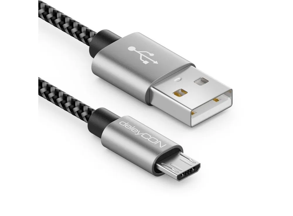 deleyCON deleyCON 1,5m Nylon Micro USB Kabel Ladekabel Datenkabel USB-Kabel