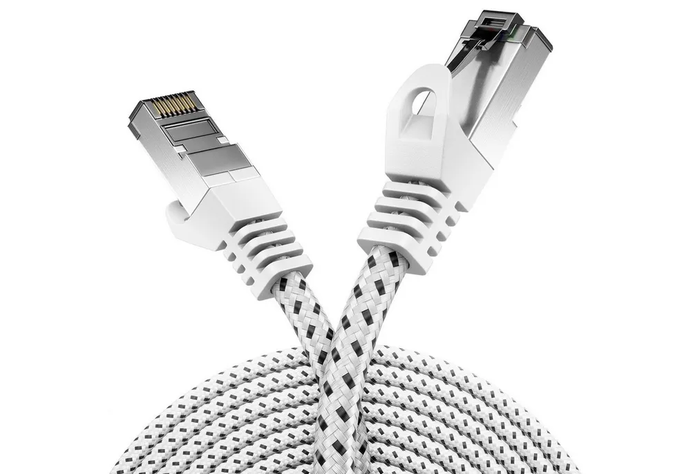 deleyCON deleyCON 10m RJ45 Nylon Netzwerkkabel mit CAT7 Rohkabel S-FTP PiMF LAN-Kabel