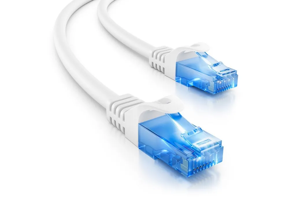 deleyCON deleyCON 15m CAT6 Patchkabel Netzwerkkabel Ethernet LAN DSL Kabel Weiß LAN-Kabel