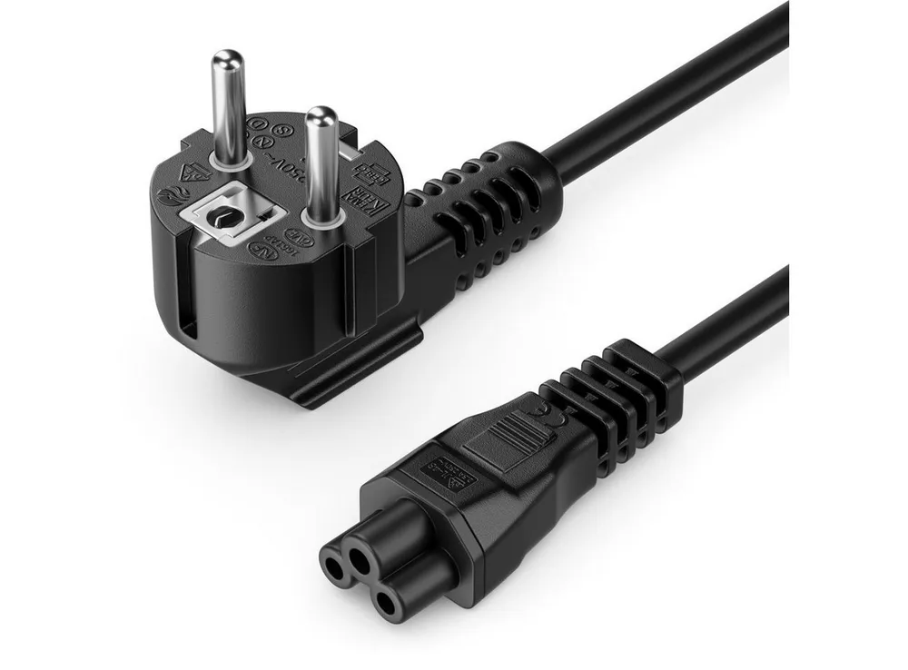 deleyCON deleyCON 1m Stromkabel Schutzkontakt Typ F 90° auf IEC C5 Buchse Stromkabel