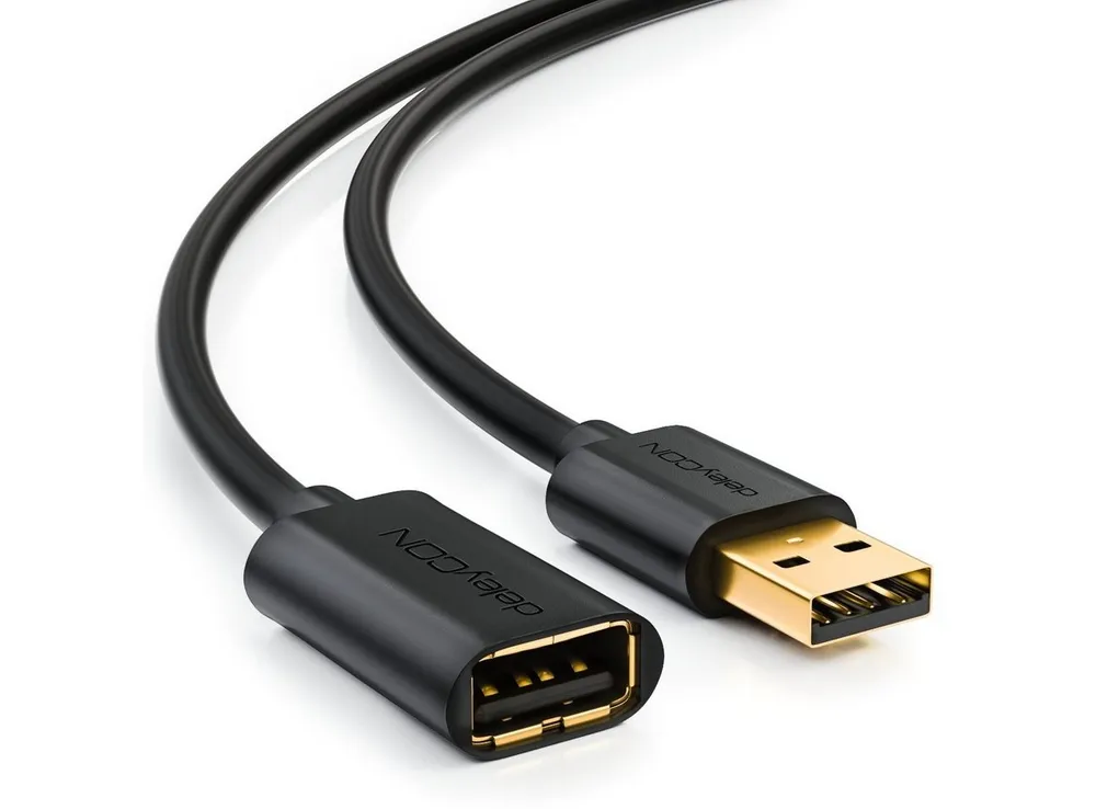deleyCON deleyCON 1m USB 2.0 Verlängerungskabel USB A-Stecker zu USB A-Buchse USB-Kabel